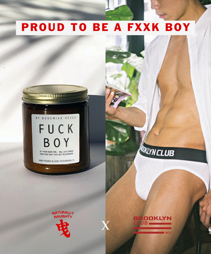 聯名 FXXK BOY 套裝｜「我渣 • 我自豪」手工蠟燭 + 純白三角內褲