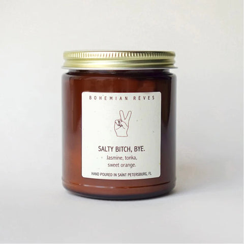 SALTY BITCH, BYE. CANDLE「走啦八婆」手工蠟燭（帶有粉紅鹽以淨化空間）